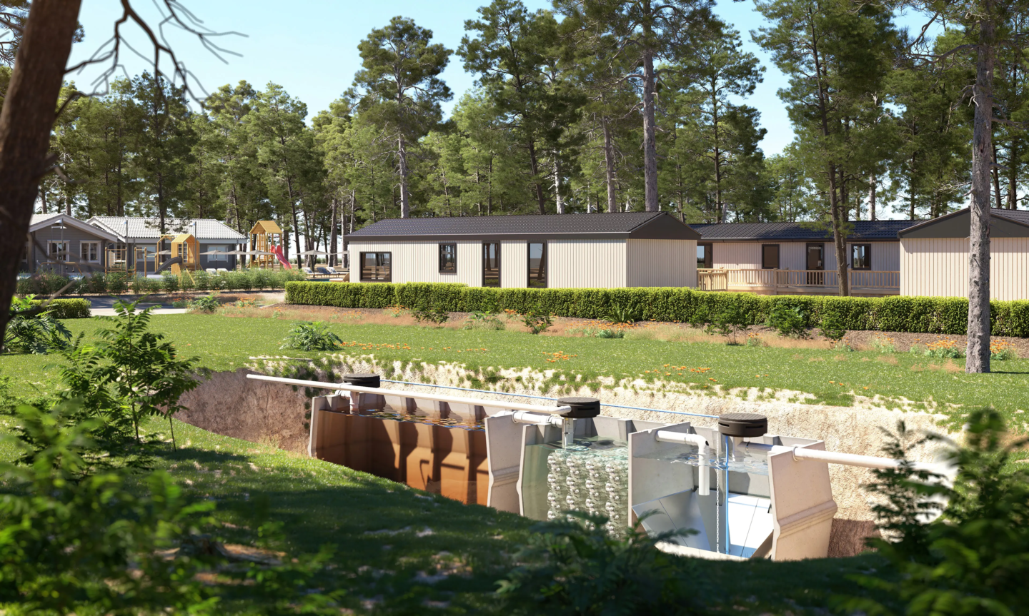 les cuves de 80 EH en fouille d'eloy water dans un camping