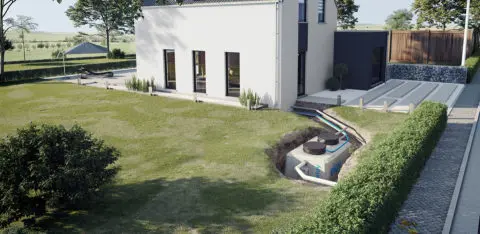 microstation oxyfix placée dans un jardin d'une maison