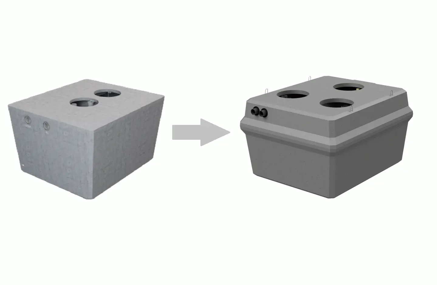 deux cuves dans l'ancienne à la nouvelle enveloppe plus légère et plus solide