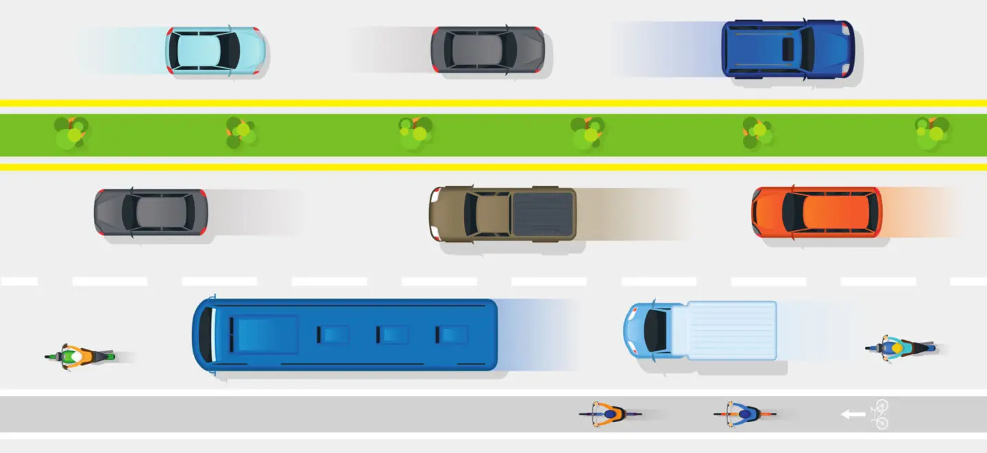 plein de véhicules sur une route